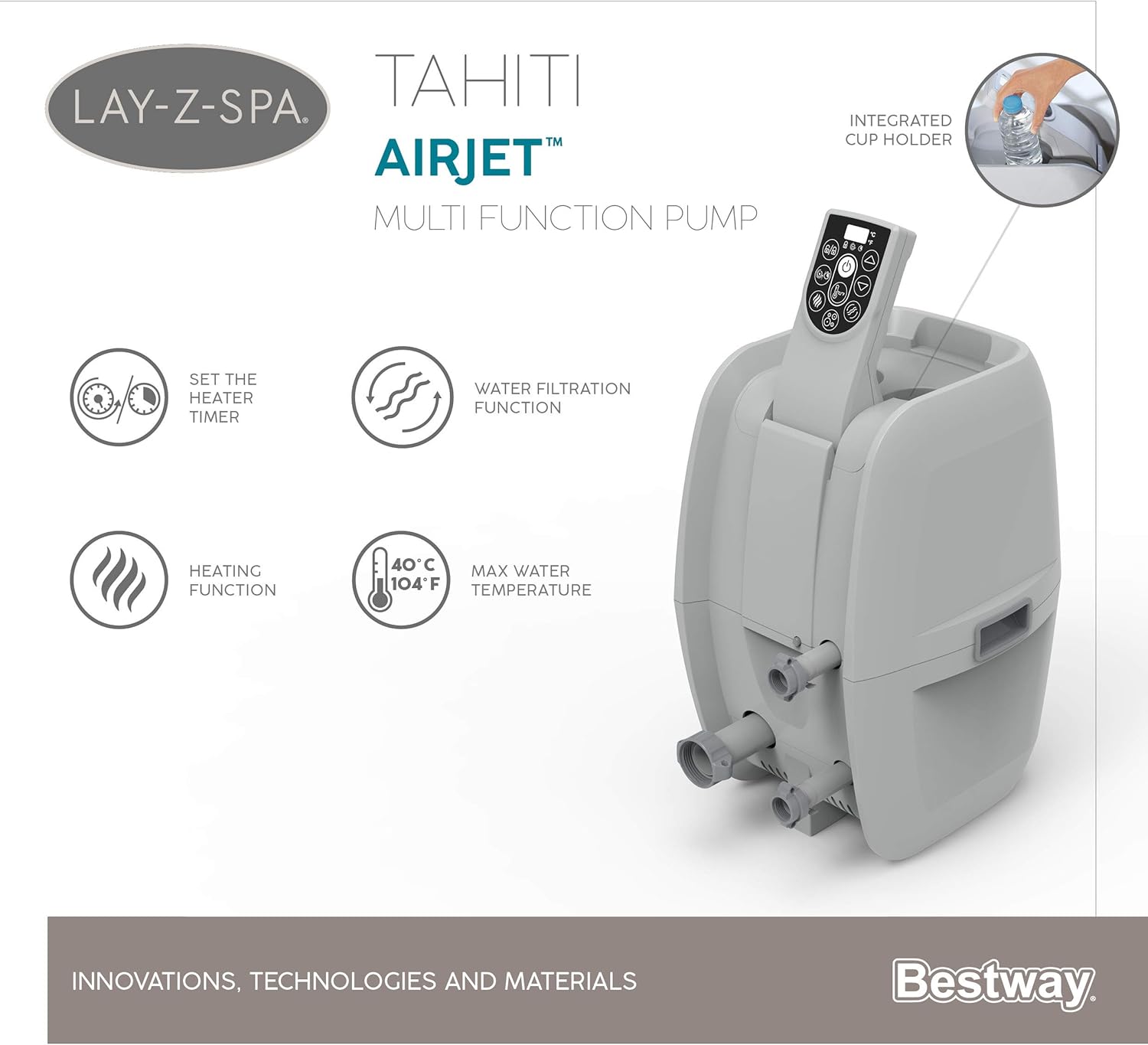 Lay-Z-Spa® Miami Airjet2 round inflatable spa - 4 people