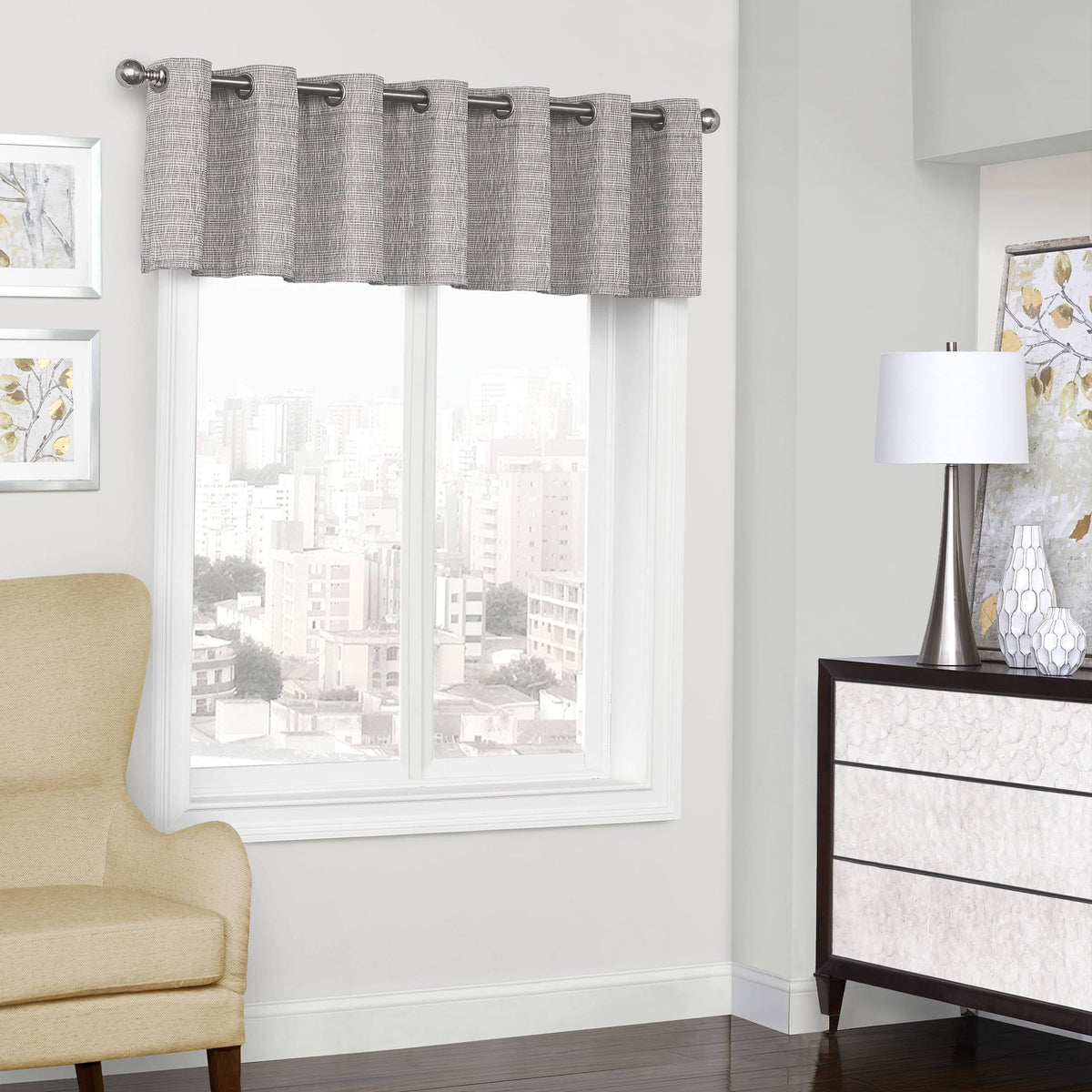 Eclipse Grey Trevi Blackout Grommet Window Valance - Product image 1