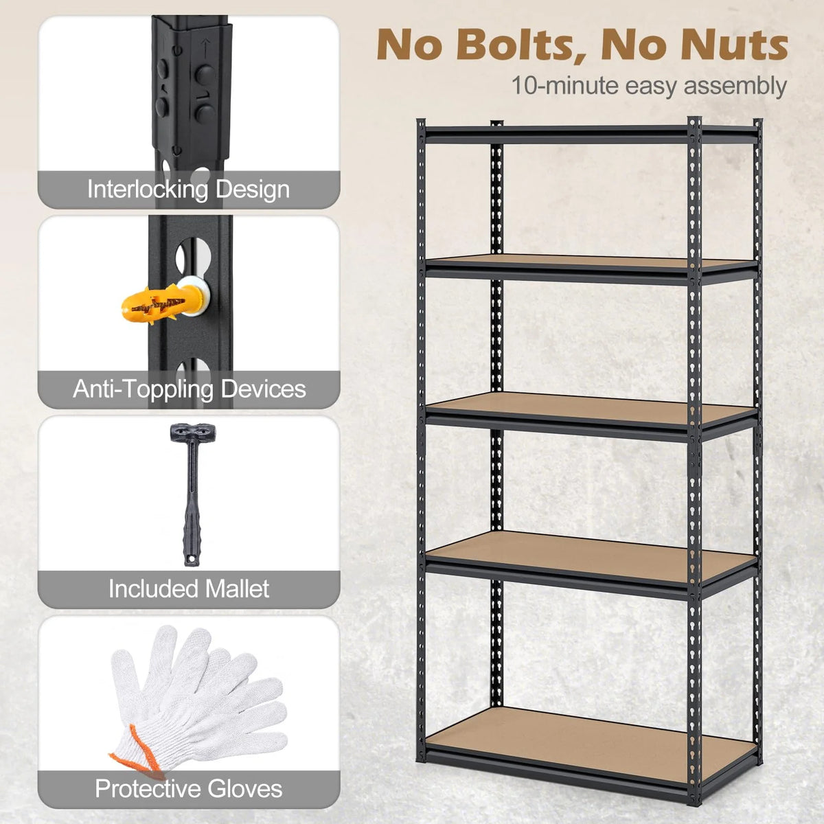 Giantex Multi-Use Storage Shelf for Warehouse Pantry Kitchen (36" W x 18" D x 72" H) - Product image 12