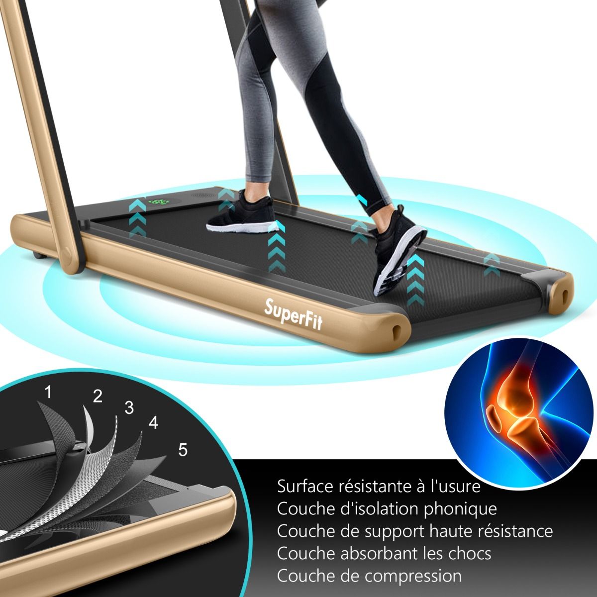 2 in 1 Foldable Electric Treadmill 1 to 12 Km/H with Bluetooth Speaker Remote Control 0.75HP Motor Green/White/Black/Red/Gold/Black and Silver/Blue -