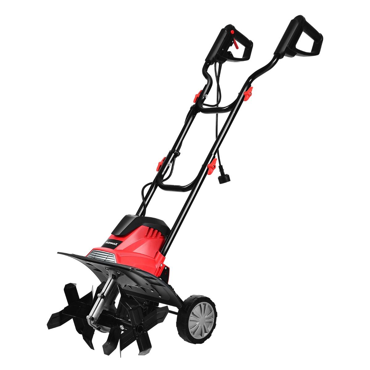 Electric Tiller 1200W Working Depth 22CM Width 35CM with Foldable Handle Adjustable Wheels 4 Blades -