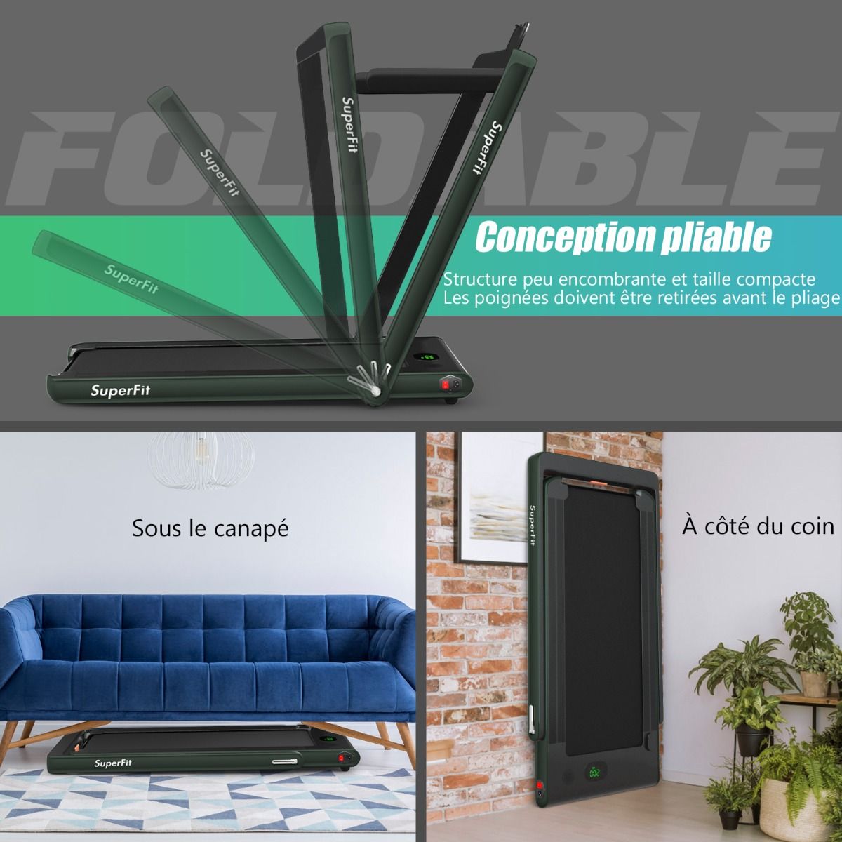 2 in 1 Foldable Electric Treadmill 1 to 12 Km/H with Bluetooth Speaker Remote Control 0.75HP Motor Green/White/Black/Red/Gold/Black and Silver/Blue -