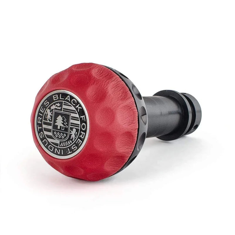 BFI Heavy Weight Shift Knob Schwarz - Rosso Centaurus Leather - Golf Ball (VW/Audi Fitment)