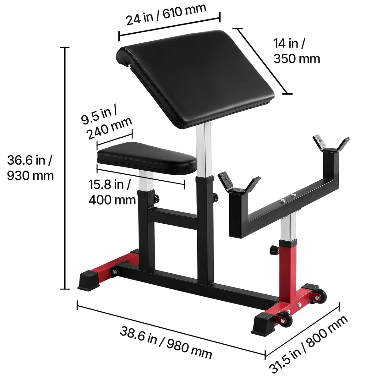 VEVOR Preacher Curl Bench, Strength Training Biceps Machine, Max Load 440 lb Home Gym Equipment - Product image 8