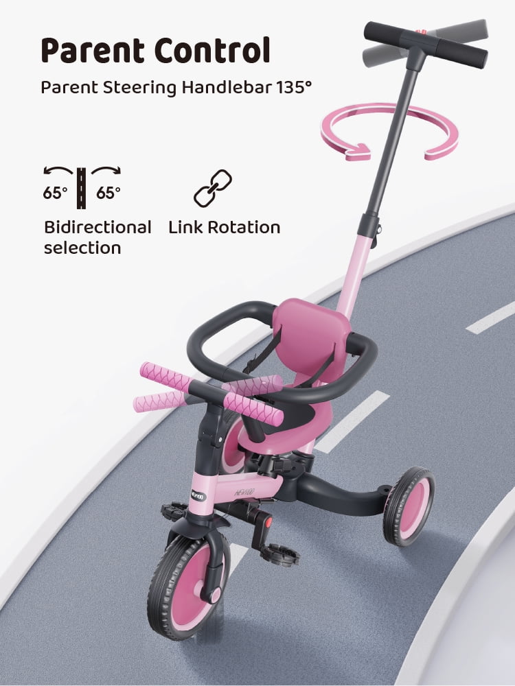 Newyoo TR008 5 - in - 1 Toddler Tricycle with Push Handle, Converts to Balance Bike for 1 - 3 Year Old - Product image 17