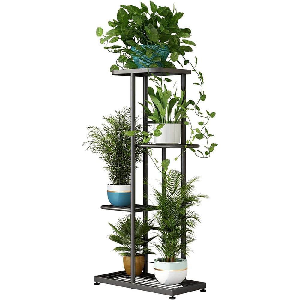 4-Tiers Metal Flower Stand for Living Room Balcony and Garden, Dark Gr - Product image 1