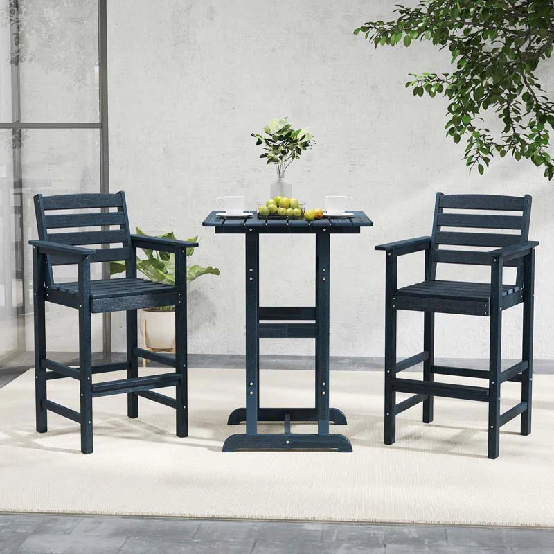 Adirondack Bar Chairs Set of 2/4, 29" HDPE Bar Height Outdoor Stools w/ Backrest & Footrest - Product image 12