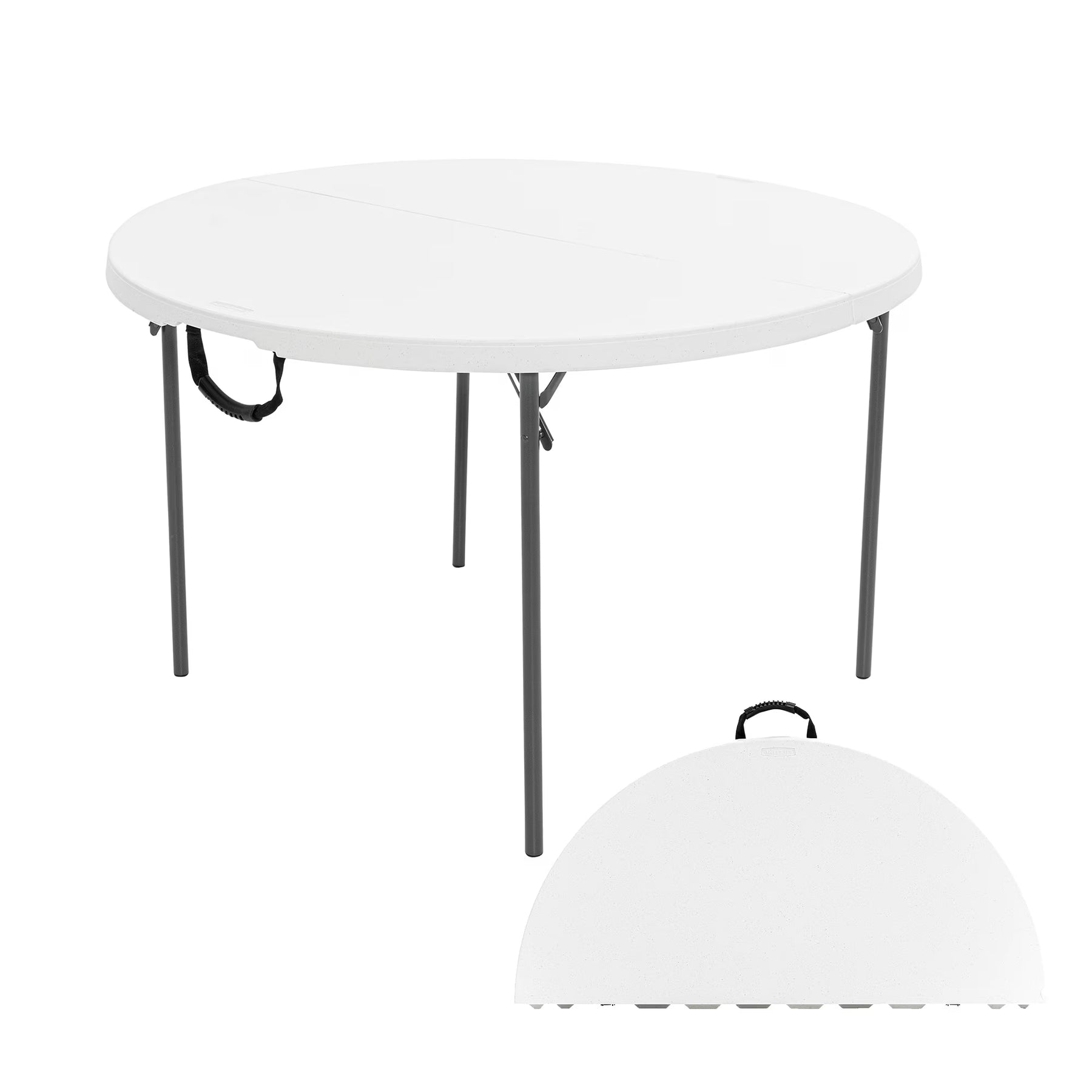 Lifetime 48 in Round Fold - in - Half Table, Indoor/Outdoor Essential, White Granite (280064) - Product image 1