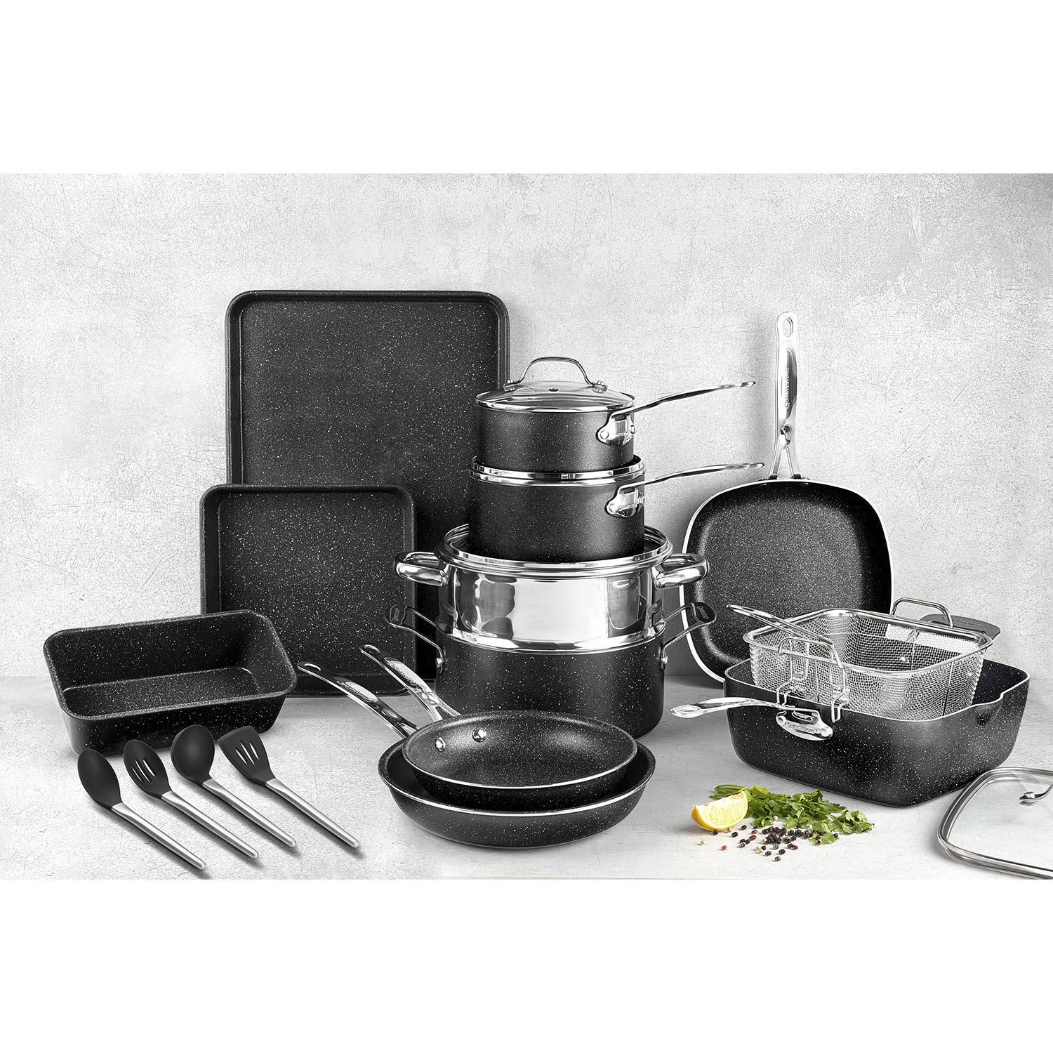 Granitestone 22-Piece Non-Stick Aluminum Cookware Set with Utensils - Product image 1
