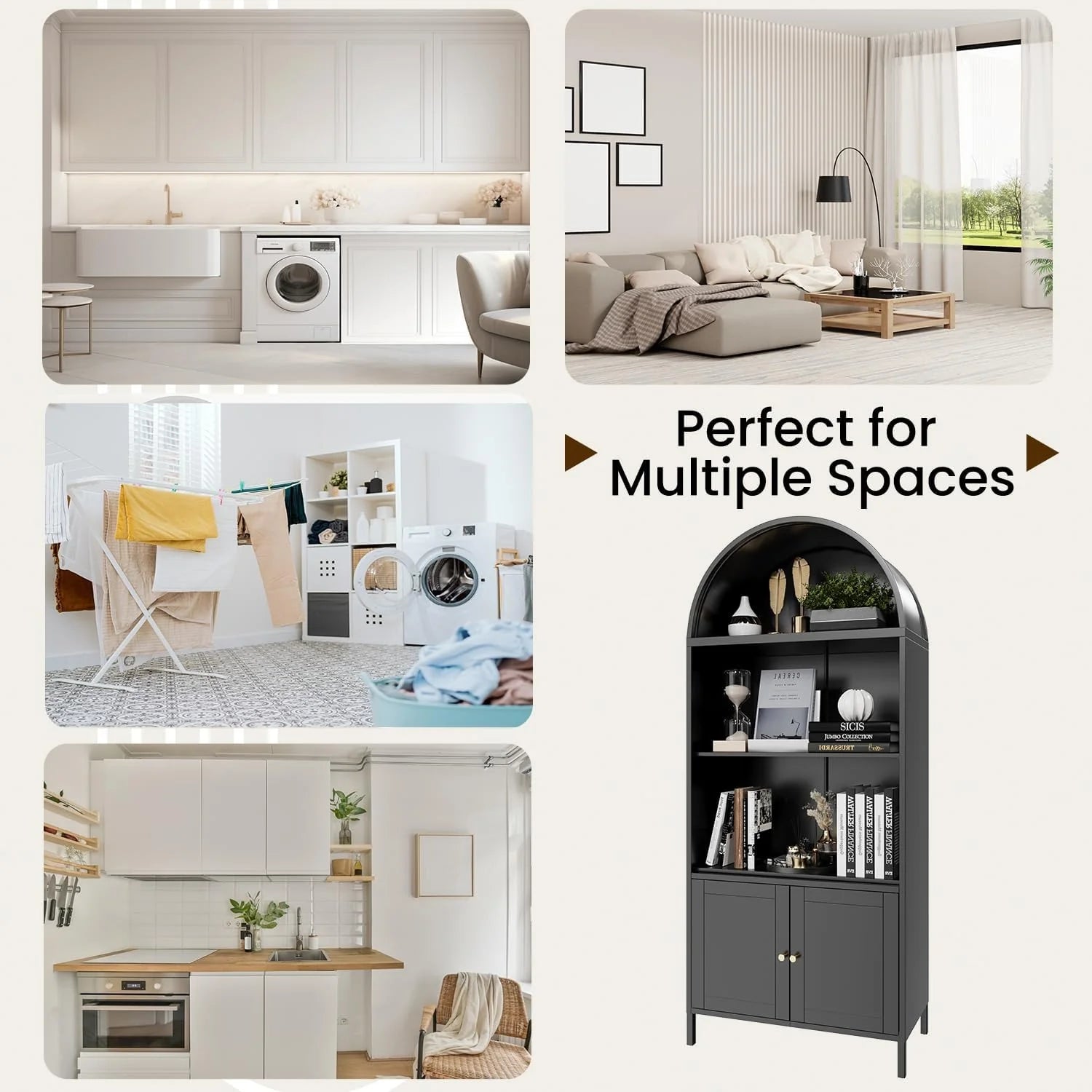 AECOJOY 73'' Arched Cabinet, Metal Kitchen Pantry with Adjustable Shelves - Product image 9