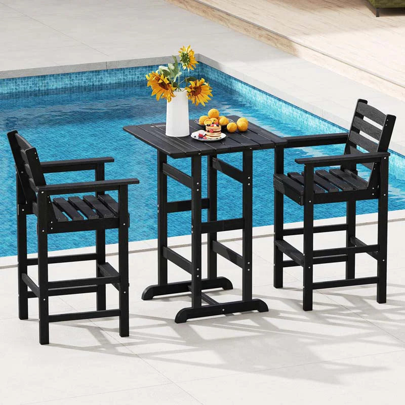 Adirondack Bar Chairs Set of 2/4, 29" HDPE Bar Height Outdoor Stools w/ Backrest & Footrest - Product image 2