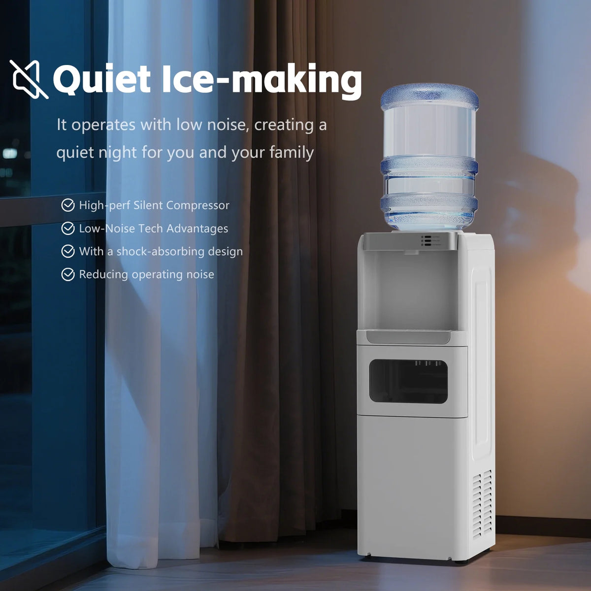 Advwin 3 - in - 1 Water Dispenser with Ice Maker, 33 lb/24H, Top Loading 3 or 5 Gallon, Water Cooler Dispenser for Home Office, Hot & Cold Water Dispenser, Child Lock