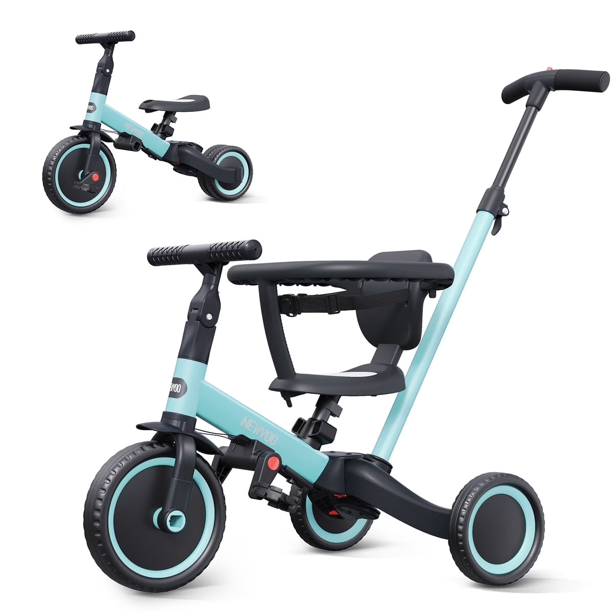 Newyoo TR008 5 - in - 1 Toddler Tricycle with Push Handle, Converts to Balance Bike for 1 - 3 Year Old - Product image 3