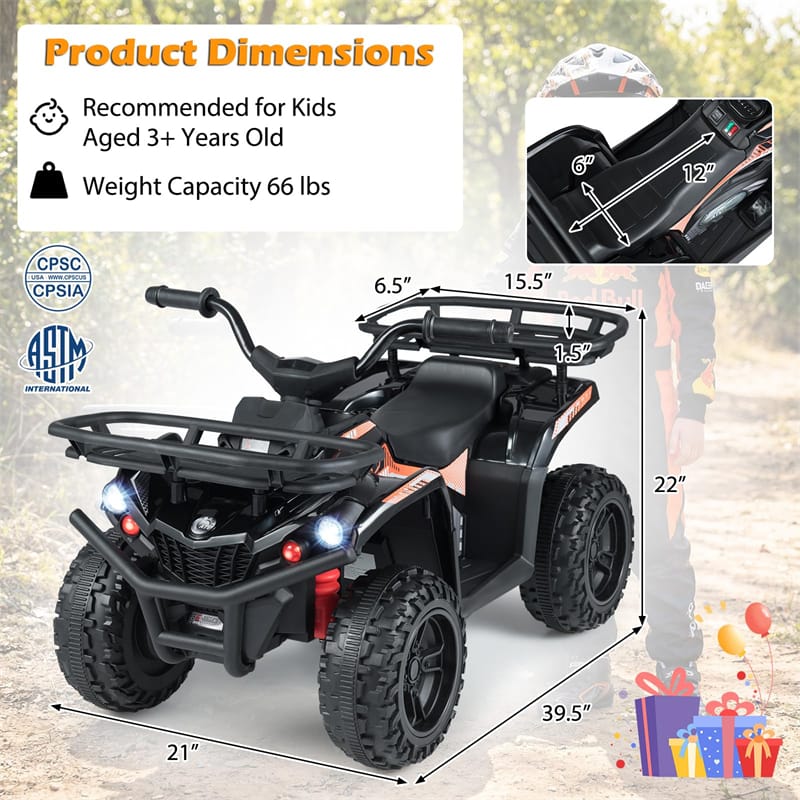24V Kids ATV Ride On Quad, Electric 4 Wheeler Toy with 5Mph Max Speed, LED Headlights, Music - Product image 29