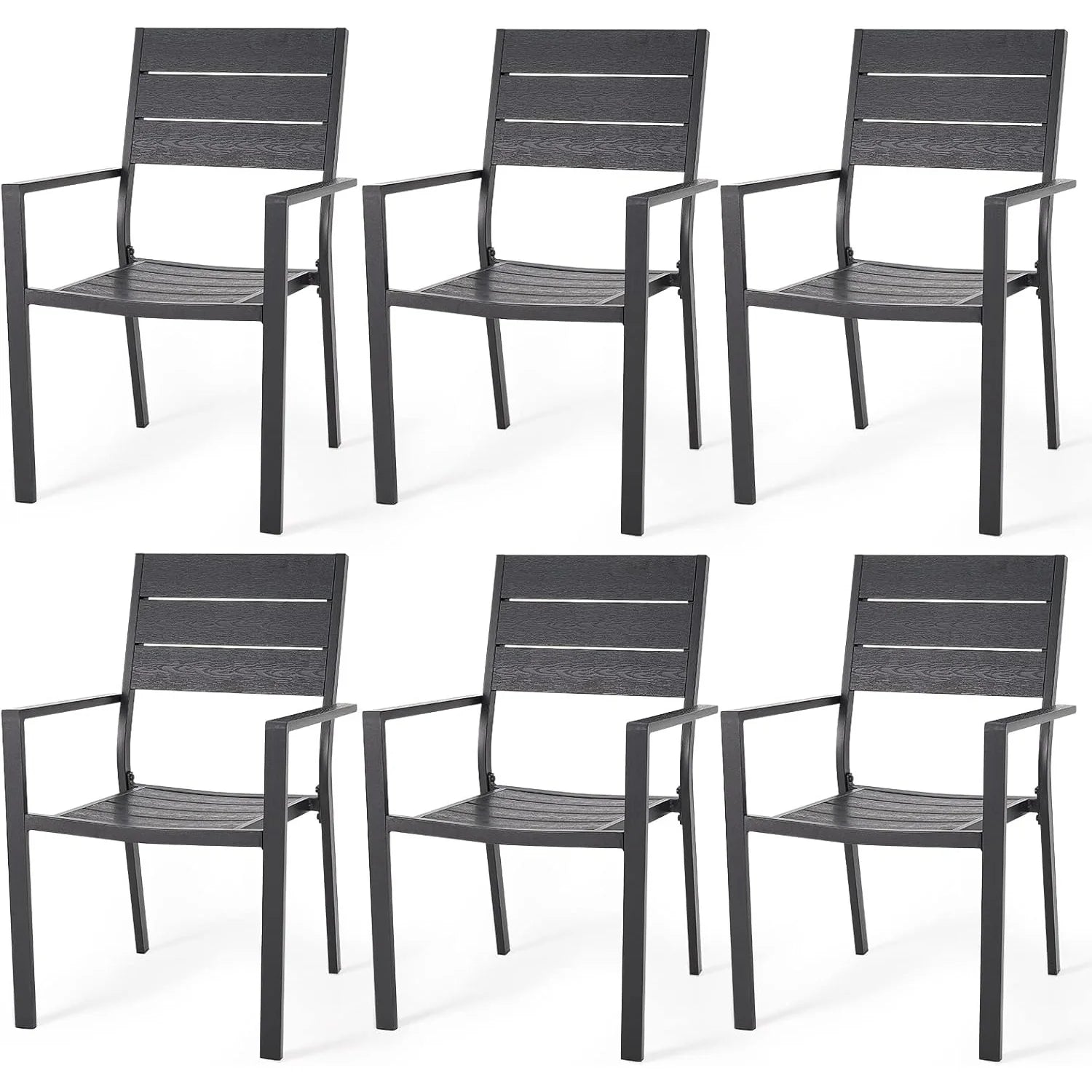 AECOJOY 6 Pieces Outdoor Dining Chairs, Aluminum Frame Stackable Patio Chair - Product image 1