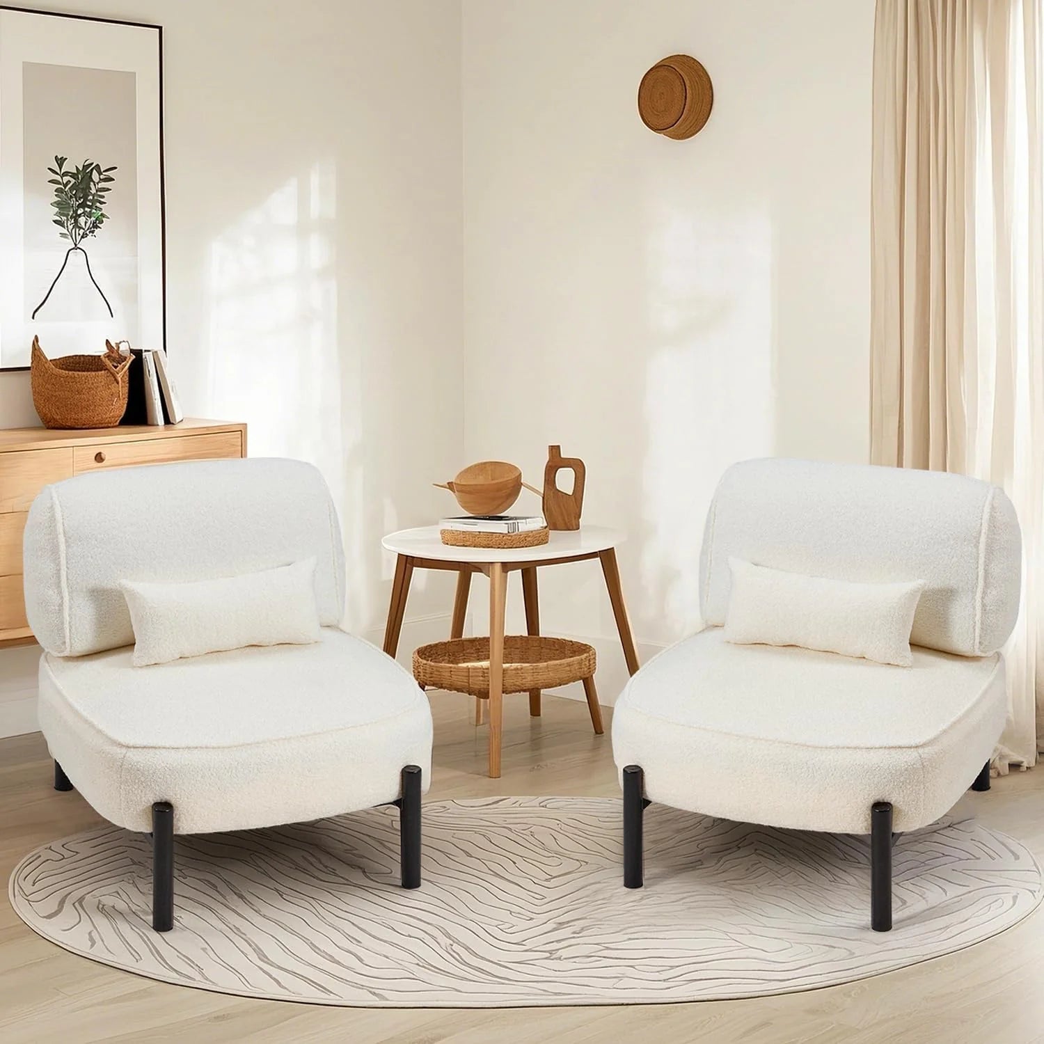 AECOJOY Mid Century Modern Accent Chair, Extra Large Teddy Upholstered Lounge Chair with Pillow - Product image 10