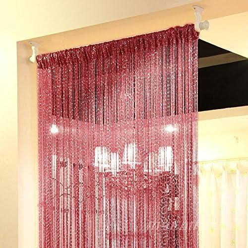 Topixdeals Rare Flat Silver Ribbon Door String Curtain Thread Fringe Window Panel Room Divider Cute Strip - Product image 1