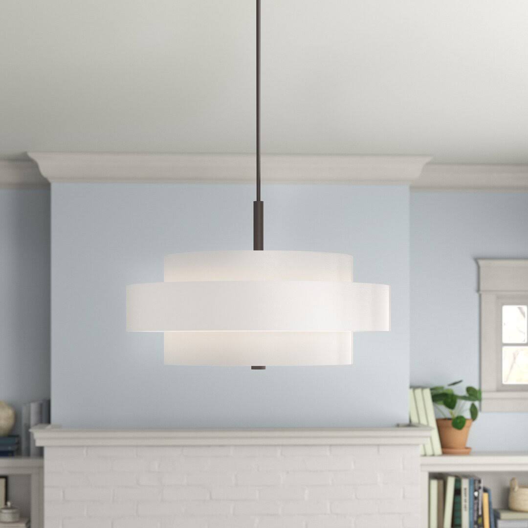Paquette 5 - Light Shaded Drum Chandelier Andover Mills Finish: English Bronze, Shade Color: Off-White - Product image 1
