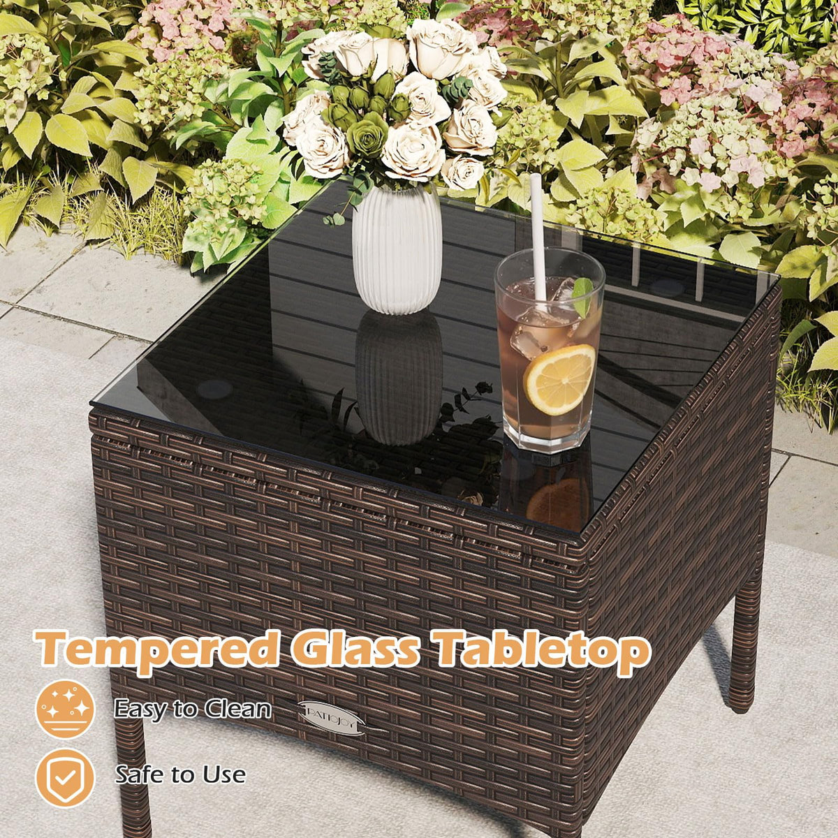 Tangkula 3 Piece Patio Bistro Set Rattan Wicker Outdoor Conversation Set with Cushions and Coffee Table - Product image 7