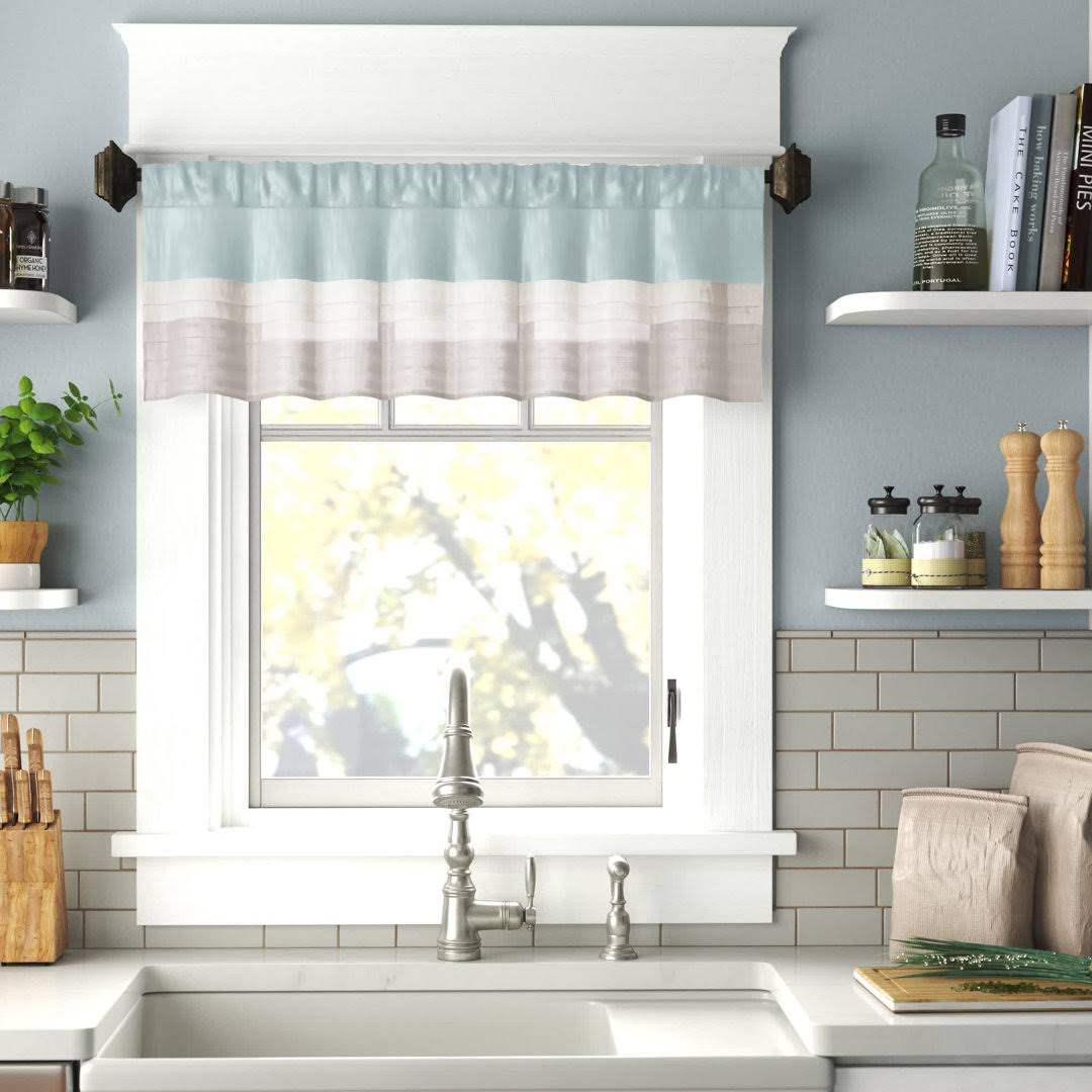 Liesel Pintuck 50" Window Valance Andover Mills Color: Aqua - Product image 1