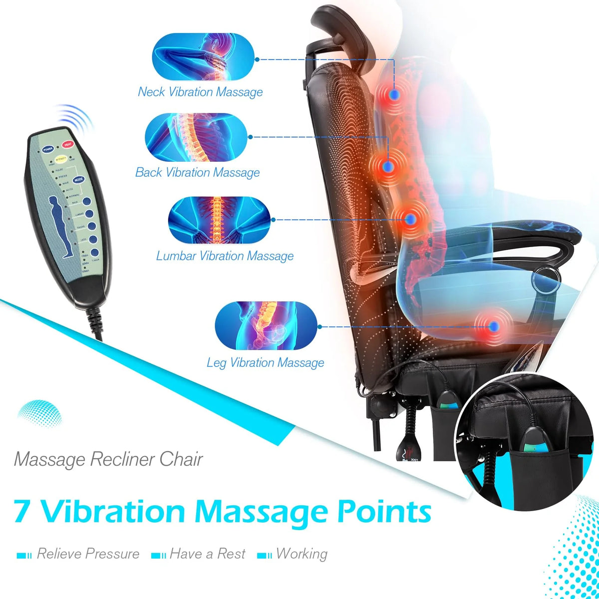 AECOJOY Office Chair with 7 Points Vibration Massage&Heat, Adjustable Ergonomic Recliner, Black - Product image 5