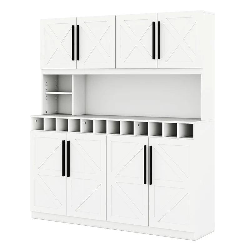 70" Farmhouse Pantry Cabinet, Kitchen Buffet Hutch with 12-Bottle Wine Rack, 8-Door Storage Cupboard - Product image 22