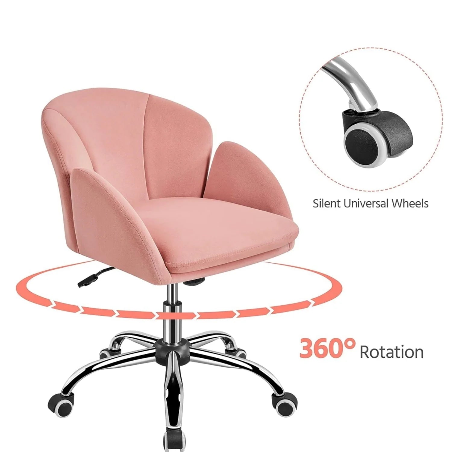 Velvet Desk Chair for Home Office, Makeup Vanity Chair with Armrests for Bedroom Modern - Product image 11